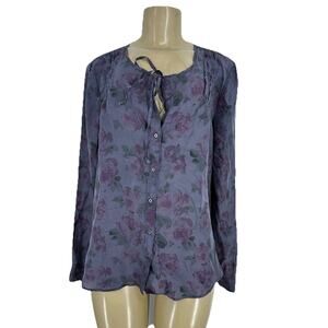 Textile Elizabeth & James Large Women Silk Blouse Floral Lightweight 61-13